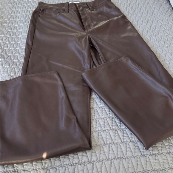 Pistola Cassie Super High Rise Straight Leg Pants in Faux Leather Brown Size 26 - Picture 4 of 7